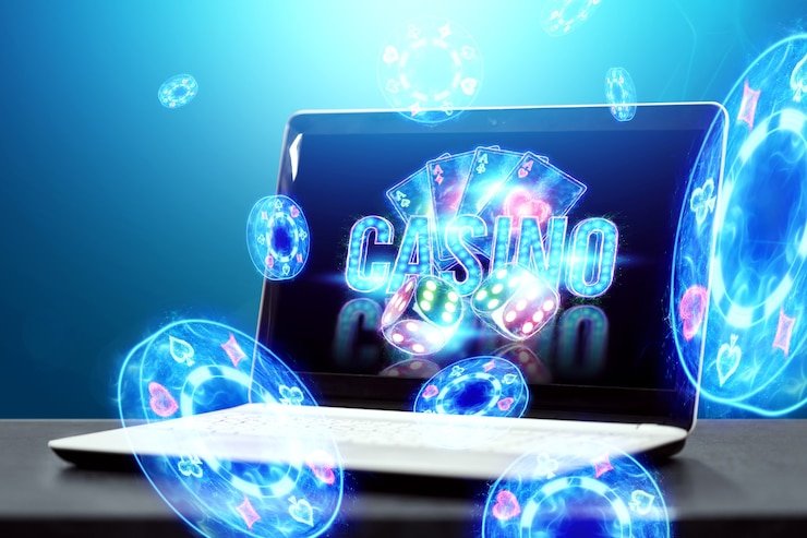 Live casino studio with multiple gaming tables
